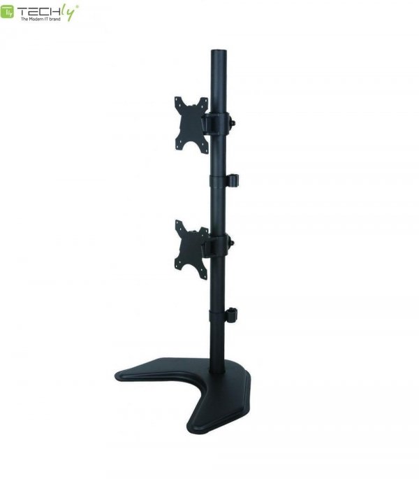 Uchwyt biurkowy LCD/LED Techly 13&amp;quot;-27&amp;quot; 20kg, 2 monitory, pion, czarny