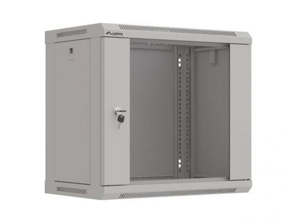 Szafa instalacyjna Rack wisząca 19&amp;quot; 9U 540x350 szara Drzwi przeszklone Lanberg (flat pack)