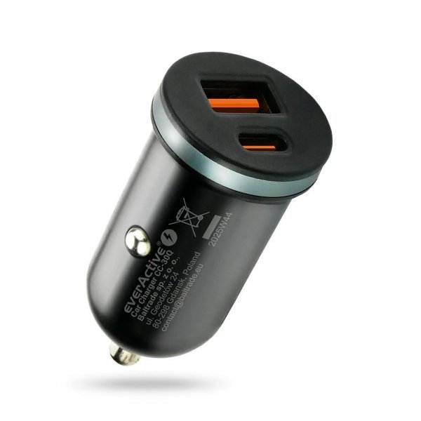 Ładowarka samochodowa everActive CC-30Q z gniazdem USB QC3.0 oraz USB-C PD 35W