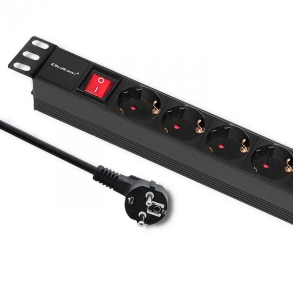 Listwa zasilająca Qoltec do RACK 1U | 16A | PDU | 8xSCHUKO | 2m