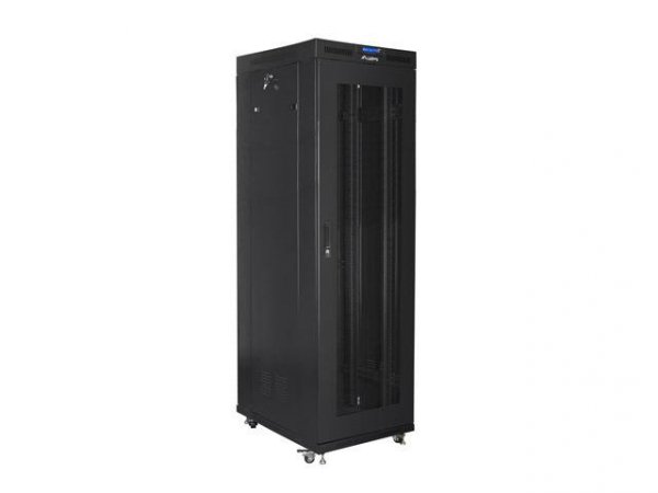 OUTLET: Szafa instalacyjna Rack stojąca 19&amp;quot; 42U 800x800 Drzwi perforowane czarna Lanberg LCD (flat pack) - PO TEST