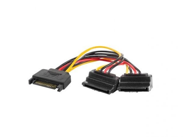 Kabel zasilający Lanberg SATA (M)-&amp;gt; 2x SATA (F) 90° 0,15m