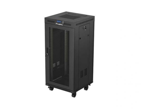 Szafa instalacyjna Rack Lanberg stojąca 19&amp;quot; 24U 600x600 czarna drzwi perforowane LCD (flat pack) V2