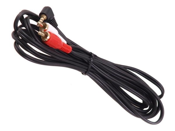 Kabel audio Maclean MCTV-825 kątowy miniJack 3,5mm (M) - 2xRCA (M), 3m, czarny