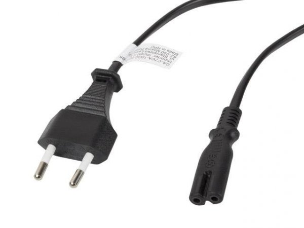 Kabel zasilający Lanberg CEE 7/16 -&amp;gt;  IEC 320 C7 EURO (radiowy) 1,8m czarny
