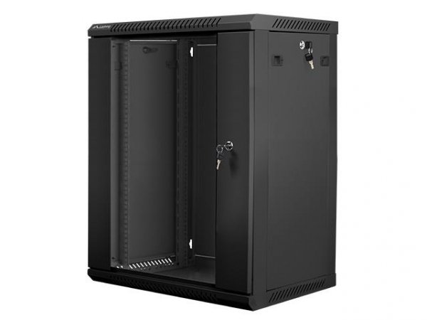 OUTLET: Szafa instalacyjna Rack wisząca 19&amp;quot; 15U 600x450 czarna Lanberg (flat pack) - PO TEST