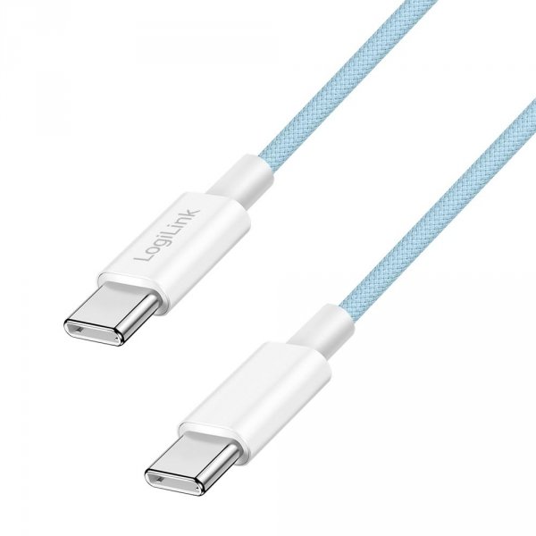 Kabel USB 2.0 LogiLink CU0350 USB-C - USB-C, M/M, 480 Mb/s, 60 W, niebieski, 1m