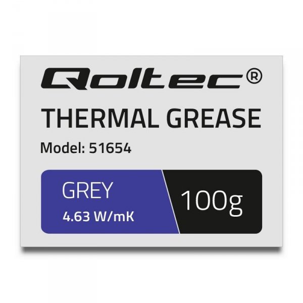 Pasta termoprzewodząca Qoltec 4.63W/m-K | 100g | Szara