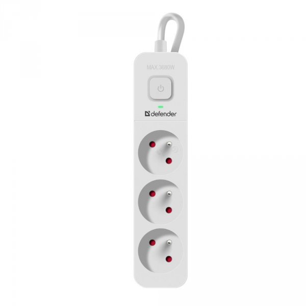 Listwa zasilająca Defender SFS 131 1,5 m, 3 gniazda, biała