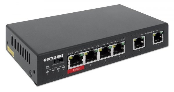 Switch niezarządzalny Intellinet 6x 10/100 Mbps w tym 3x PoE i 1x High-Power PoE Desktop