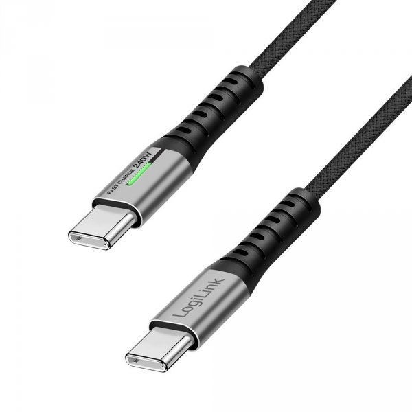 Kabel USB 3.2 Gen2x2 LogiLink CU0443 USB-C - USB-C, M/M, 20 Gb/s, 240 W, 4K, czarny, 1,5m