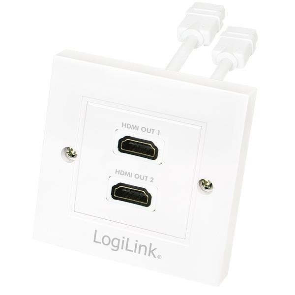 OUTLET: Gniazdo natynkowe 2x HDMI AH0015 LogiLink białe - OTW OPAK