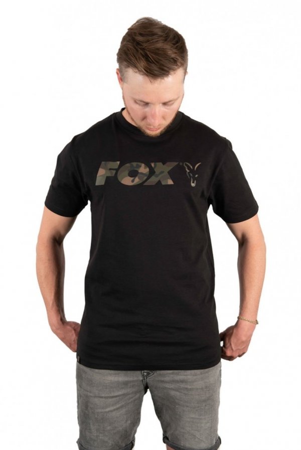  CFX023 Fox t-shirt Black/Camo Chest Print T-Shirt XXL