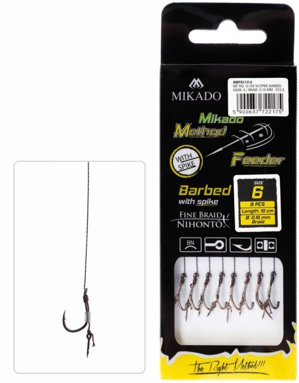 Mikado PRZYPON Method Feeder Rigs 0,14mm HAK 8 z IGŁĄ 