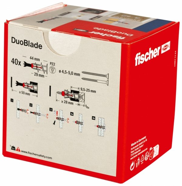FISCHER DUOBLADE 545677 kołek do płyt g-k - 40 szt