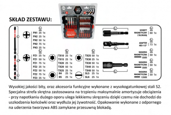 Zestaw bitów narzędzi udarowych AKU Tools AZBI-31 - 31 szt.