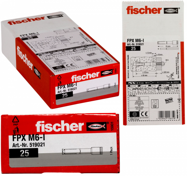 FISCHER FPX-I Kotwa do gazobetonu M6-I - 25 szt (519021)