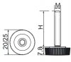 Stopka regulacyjna radełkowa fi20 M10x20 - 100 sztuk