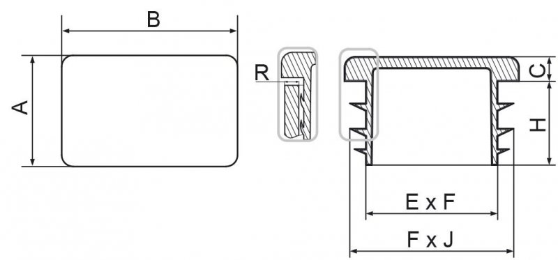 Zaślepka prostokątna 25x80mm - 20 sztuk