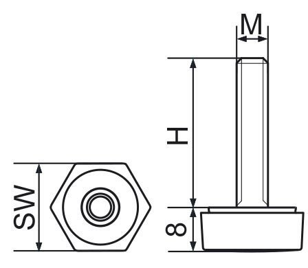 Stopka regulacyjna sześciokątna - SW19 M6x40 - 4 szt.
