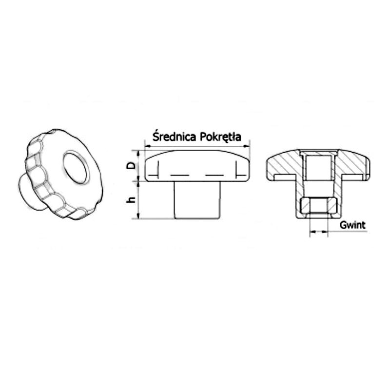 POK-04 Pokrętło gwiazdowe fi64 M12 - 50 sztuk