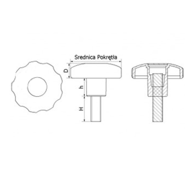 POK-03 Pokrętło gwiazdowe fi30 M6x28