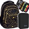 ZESTAW 2 el. Plecak szkolny młodzieżowy BackUP 26 L złote wzory, GEOMETRIC GOLD (PLB6O23SET2CZ)