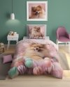 Pościel bawełniana świecąca FLUO Piesek Pomeranian Szpic 140 x 200 cm komplet pościeli (5411A)