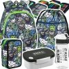 ZESTAW 5 el. Plecak wczesnoszkolny CoolPack JERRY 21 L potworki, MONSTER TEAM (F029824SET5CZ)