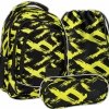ZESTAW 3 el. Plecak szkolny młodzieżowy BackUP 26 L limonkowe wzory, NEON (PLB6X54SET3CZ)