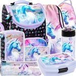ZESTAW 8 el. Tornister szkolny ergonomiczny UNICORN Jednorożec (TEMBJR15SET8CZ)