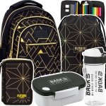 ZESTAW 5 el. Plecak szkolny młodzieżowy BackUP 26 L złote wzory, GEOMETRIC GOLD (PLB6O23SET5CZ)