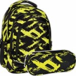 ZESTAW 2 el. Plecak szkolny młodzieżowy BackUP 26 L limonkowe wzory, NEON (PLB6X54SET2CZ)
