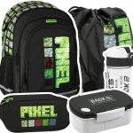 ZESTAW 5 el. Plecak wczesnoszkolny gra, PIXEL ZIELONY (527187SET5CZ)