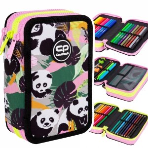 Piórnik CoolPack potrójny z wyposażeniem JUMPER 3 pandy, PANDA GANG (F067829)