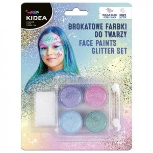 Farbki brokatowe do malowania twarzy 4 kolorów KIDEA (FDTBKA)