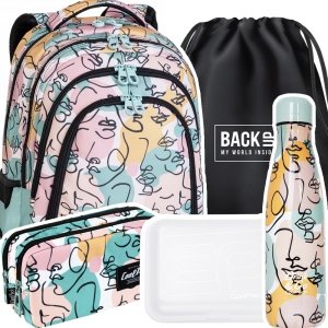 ZESTAW 5 el. Plecak CoolPack DRAFTER 28 L twarze, ART DECO (E10576SET5CZ)
