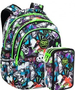 ZESTAW 2 el. Plecak wczesnoszkolny CoolPack JOY S 21L graffiti, PEEK A BOO (F048675SET2CZ)