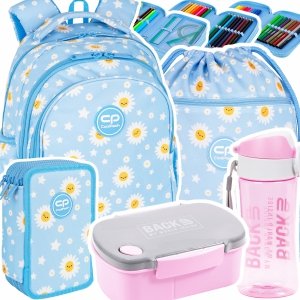 ZESTAW 5 el. Plecak wczesnoszkolny CoolPack JERRY 21 L stokrotki, DAISY SUN (F029834SET5CZ)