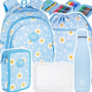 ZESTAW 5 el. Plecak wczesnoszkolny CoolPack JERRY 21 L stokrotki, DAISY SUN (F029834SET5CZ)
