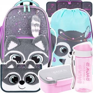 ZESTAW 5 el. Tornister Plecak wczesnoszkolny BAMBINO szop, RACOON B8 (63659SET5CZ)