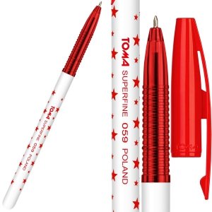 Długopis w gwiazdki 0,5 mm TOMA, czerwony (TO-059-35)