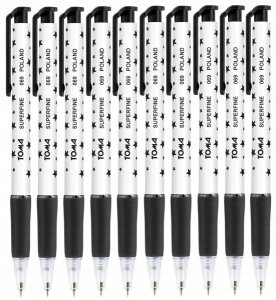 10x Długopis automatyczny w gwiazdki TOMA, czarny (TO-069SET10CZ)