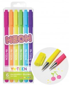  Długopisy żelowe 6 kolorów NEON neonowe YN TEEN Interdruk (78203)