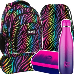 ZESTAW 5 el. Plecak szkolny młodzieżowy BackUP 26 L KOLOROWA ZEBRA (PLB6A35SET5CZ)