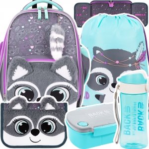 ZESTAW 5 el. Tornister Plecak wczesnoszkolny BAMBINO szop, RACOON B8 (63659SET5CZ)
