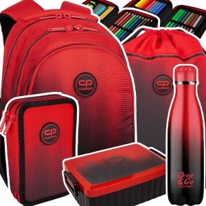 ZESTAW 5 el. Plecak wczesnoszkolny CoolPack JERRY 21 L czerwone ombre, GRADIENT CRANBERRY (F029756SET5CZ)