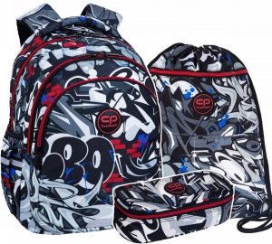 ZESTAW 3 el. Plecak wczesnoszkolny CoolPack JERRY 21 L graffiti, STREET ART (F029706SET3CZ)
