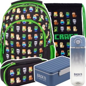 ZESTAW 5 el. Plecak wczesnoszkolny 19 L MINECRAFT Characters (502021200SET5CZ)