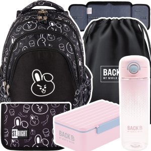 ZESTAW 5 el. Plecak szkolny młodzieżowy ST.RIGHT K-pop Cooky, CLEVER BUNNY BP6 (65554SET5CZ)